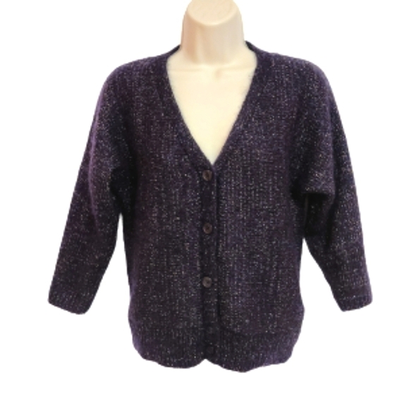 H&M Sweaters - H&M Metallic Cropped Cardigan Navy Gold Medium